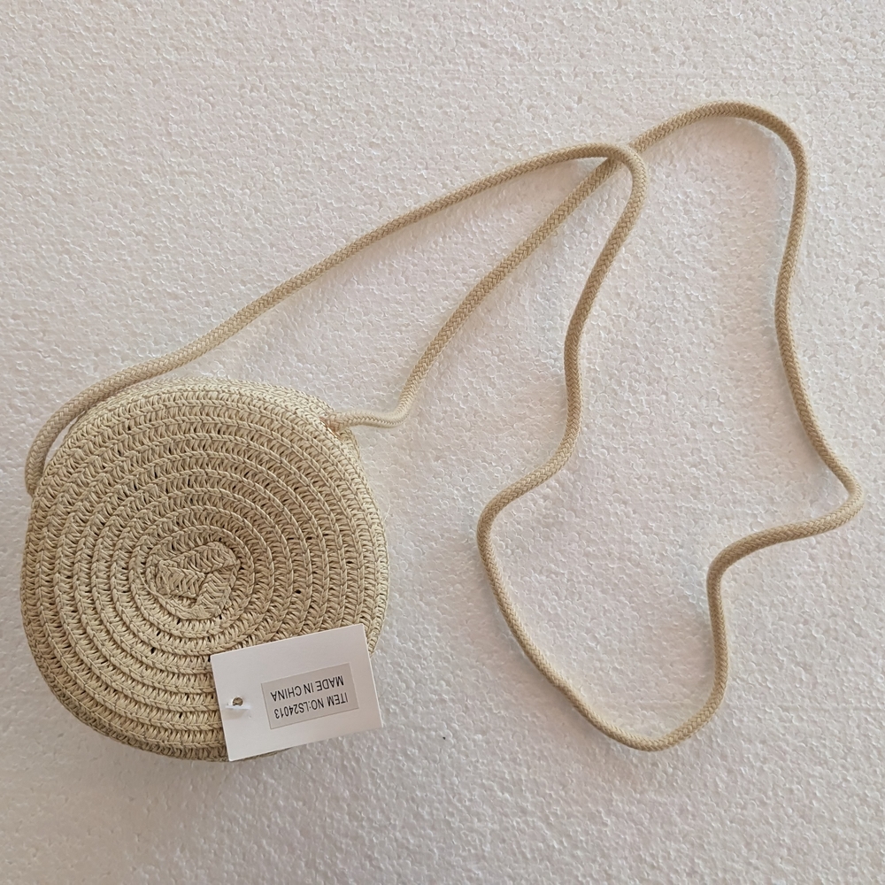 NEW Beige Woven Crossbody Bag